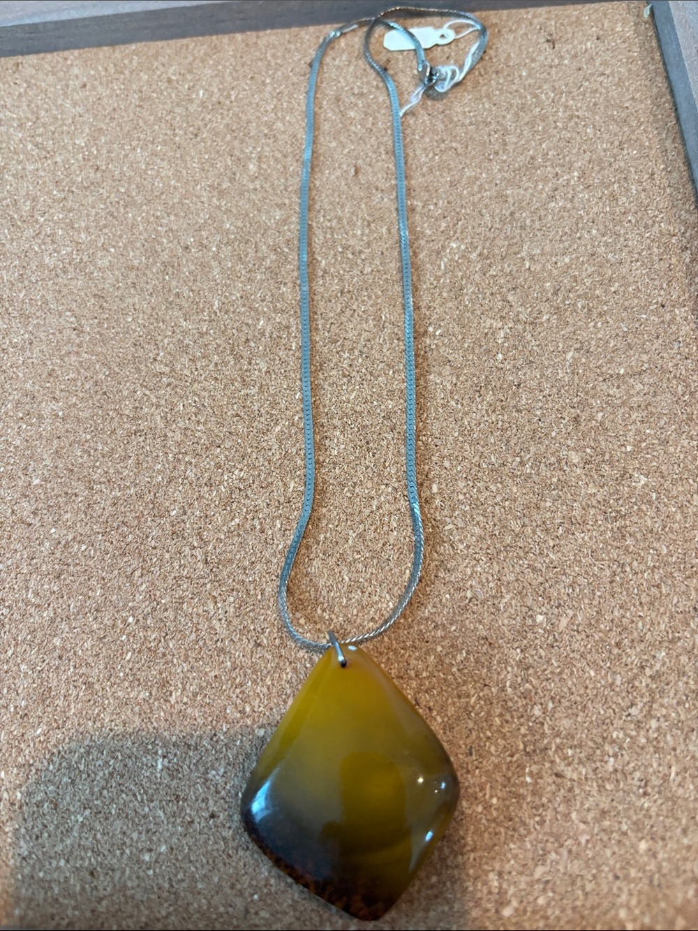 Yellow Brown Amber Pendant Necklace - Brand